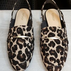 Topshop Leopard Flat with Back Strap